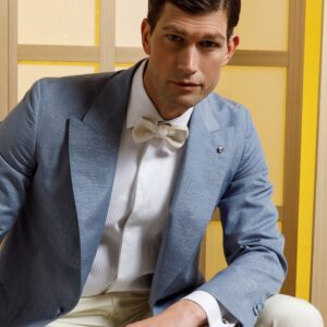 CEO, Giacca monopetto color celeste con tessuto lurex